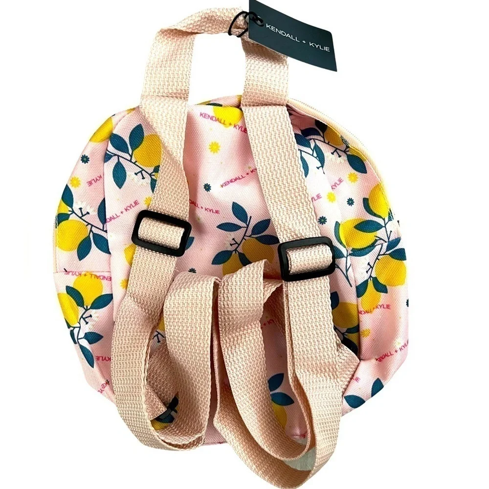 Kendall & Kylie Pink Lemon Print Mini Backpack NWT
